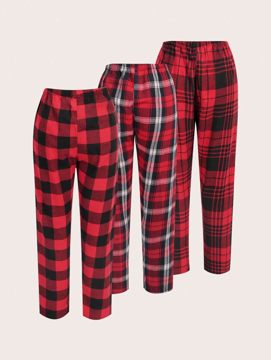 Pack Of 3 Plaid Print Sleep Pants