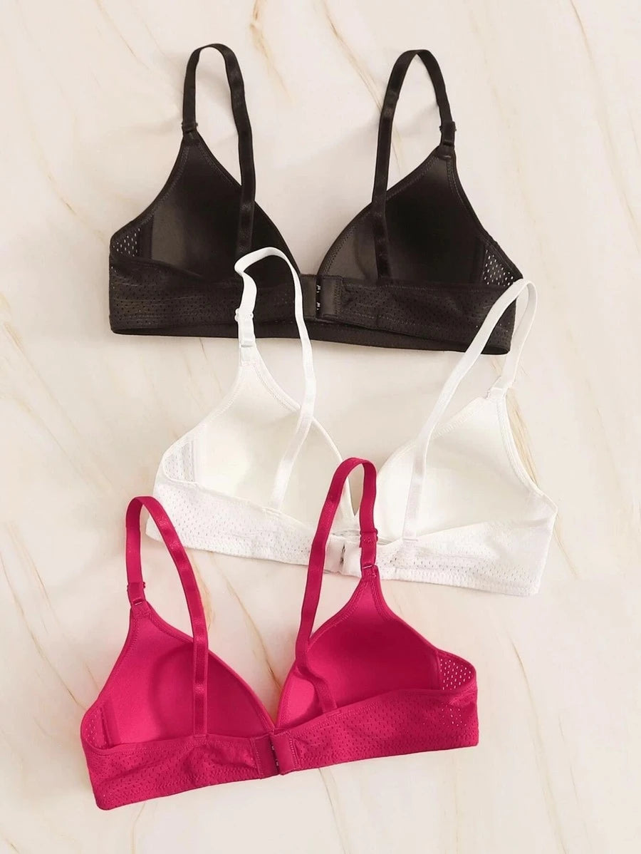 Pack Of 3 Solid Bra Set