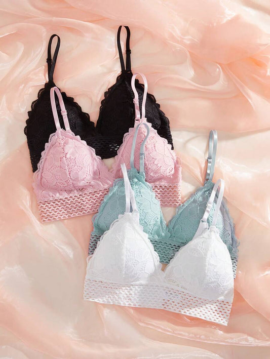 Pack Of 4 Lace Overlay Bralette L