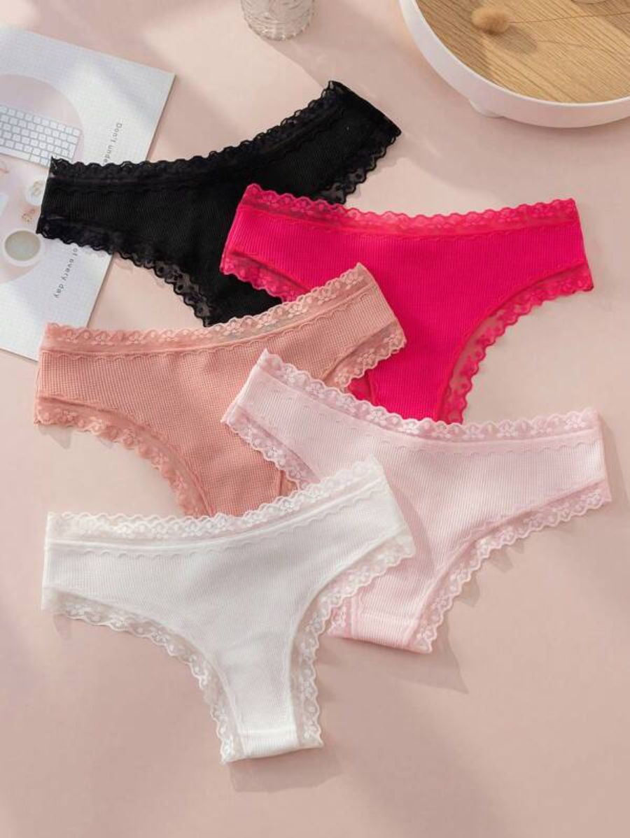 Pack Of 5 Lace Bow Front Panty