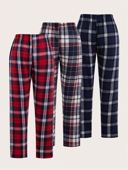 Plaid Print Bow Tie Sleep Pants