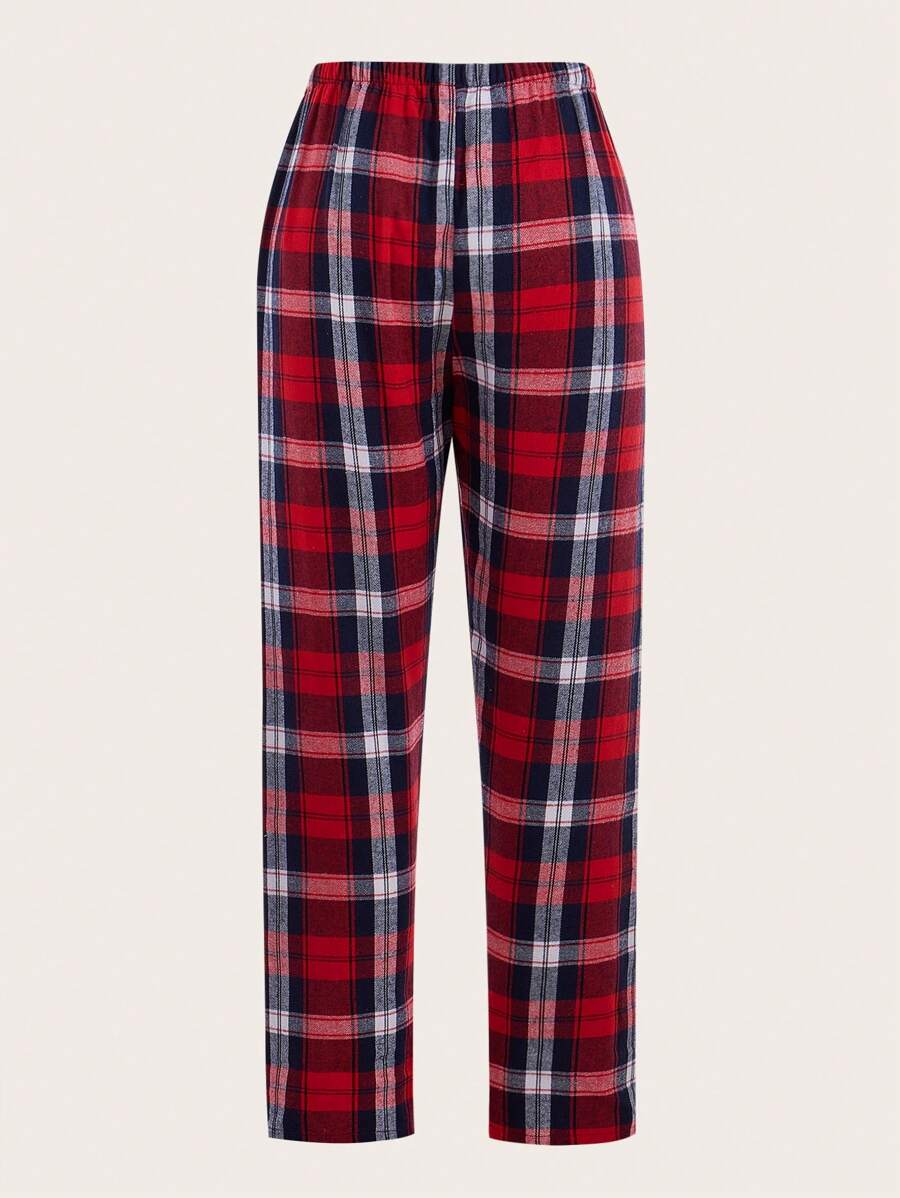 Plaid Print Bow Tie Sleep Pants