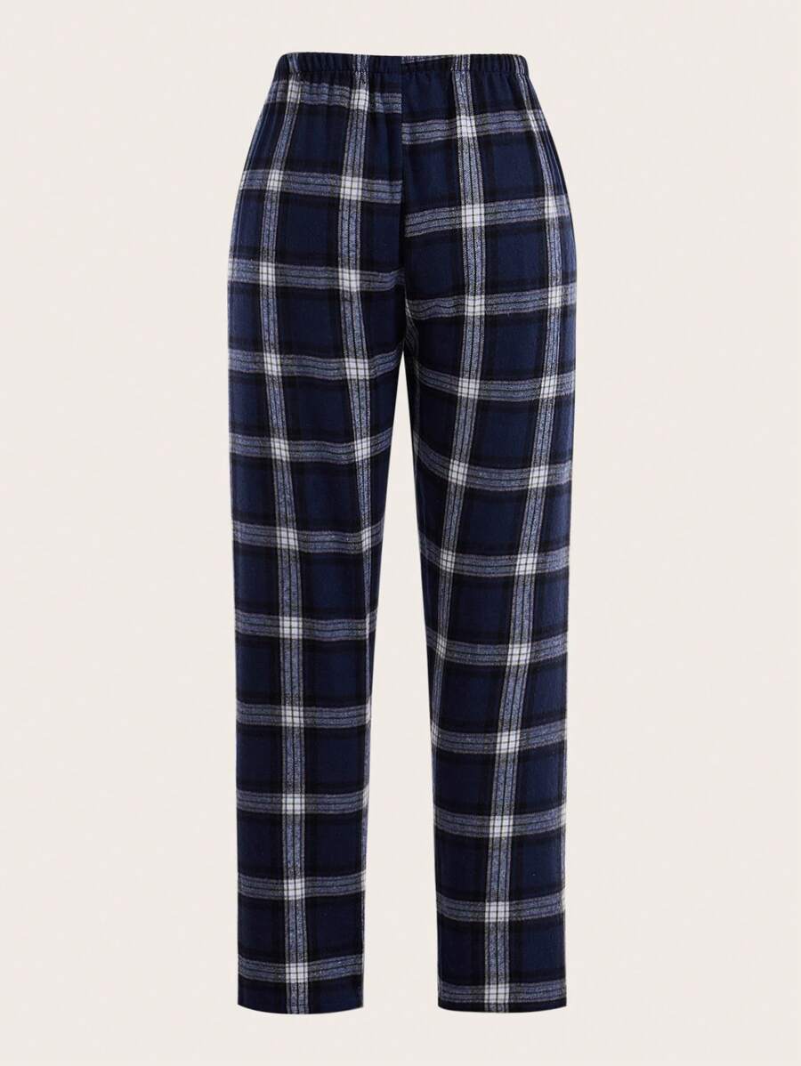 Plaid Print Bow Tie Sleep Pants