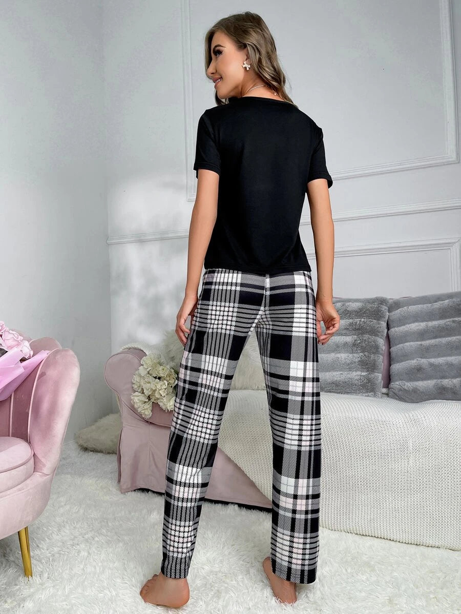 Plaid Print Two Pieces Set