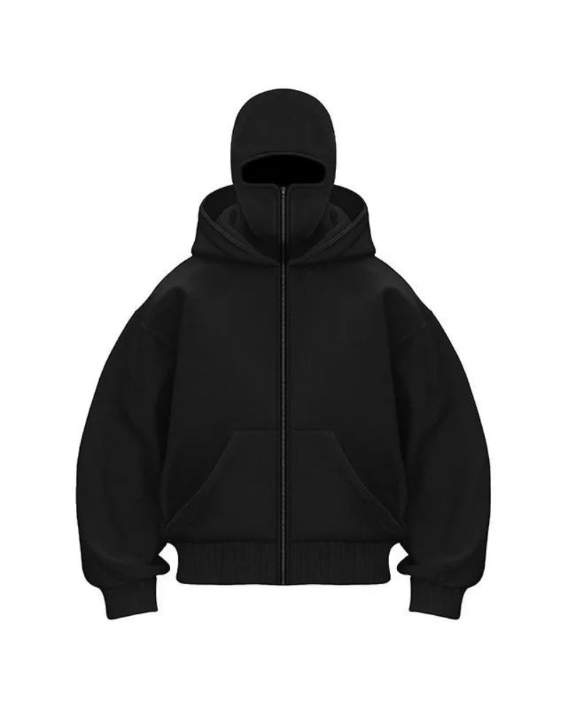 Full Covered Masked Hoodie For Winters Black