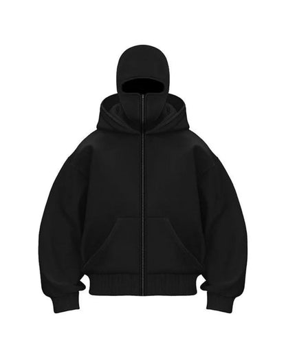 Full Covered Masked Hoodie For Winters Black