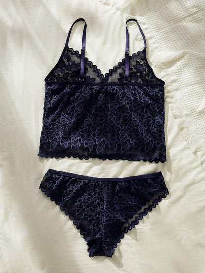 Scallop Trim Lace Lingerie Set