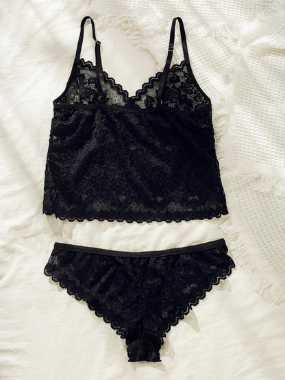 Scallop Trim Lace Lingerie Set