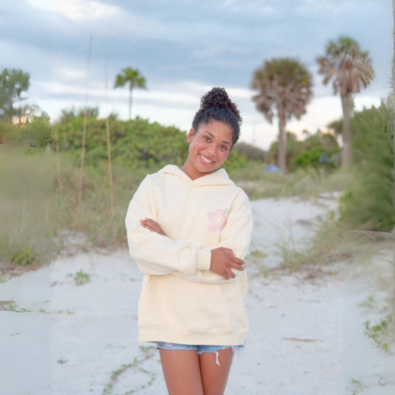 Seashell Embroidered Oversized Hoodie Yellow