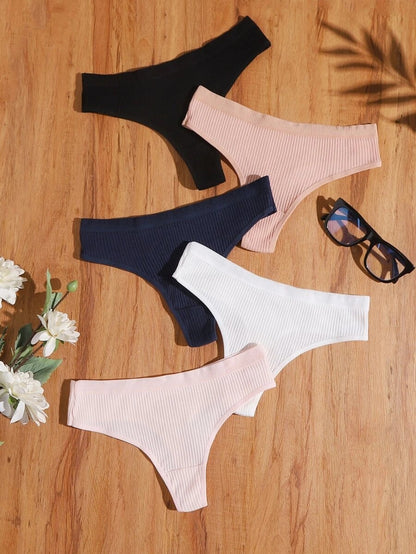 Set Of 5 Solid Thong Set