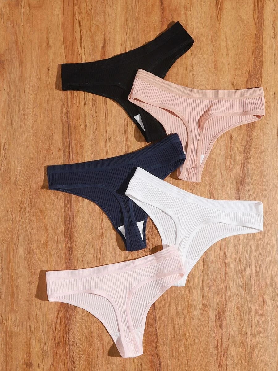 Set Of 5 Solid Thong Set