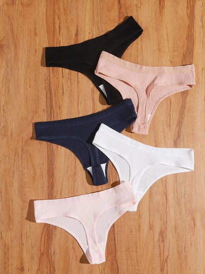 Set Of 5 Solid Thong Set