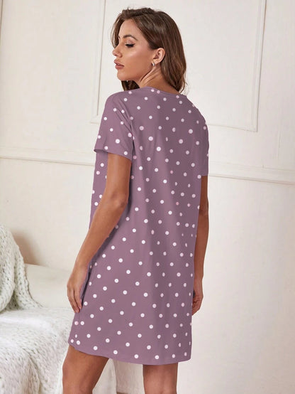 Slogan And Polka Dot Print Nightdress