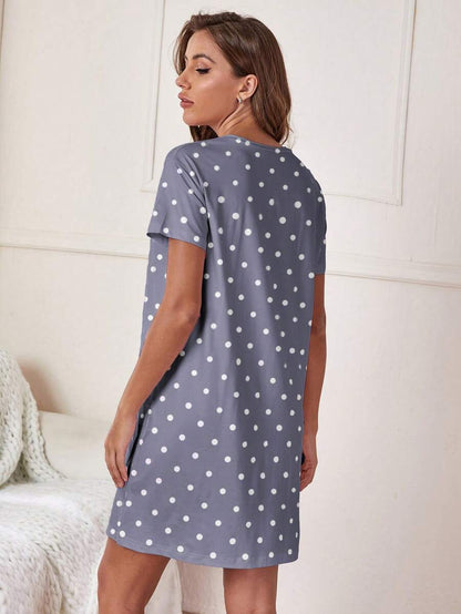 Slogan And Polka Dot Print Nightdress