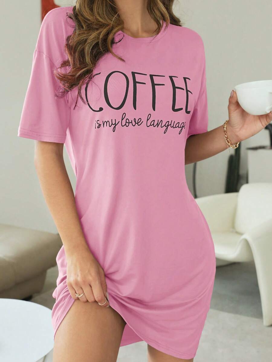 Slogan Graphic Drop Sleepshirt Nightdress