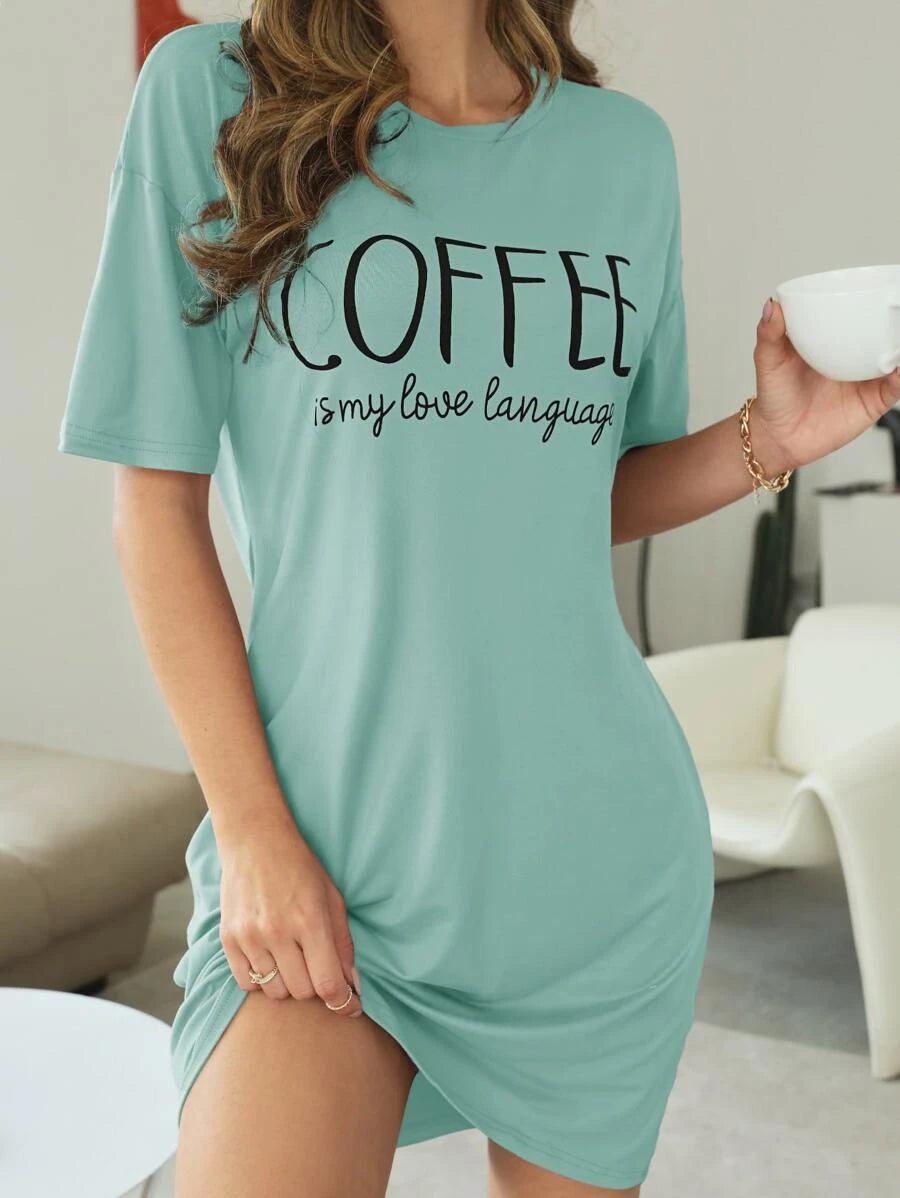 Slogan Graphic Drop Sleepshirt Nightdress