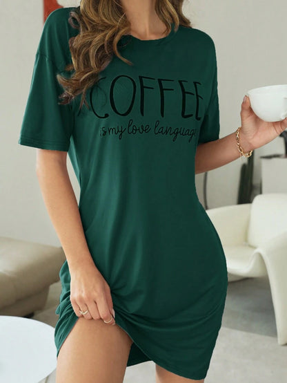 Slogan Graphic Drop Sleepshirt Nightdress