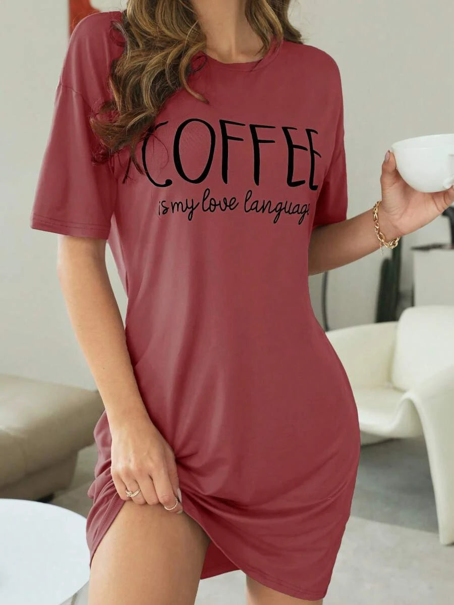 Slogan Graphic Drop Sleepshirt Nightdress