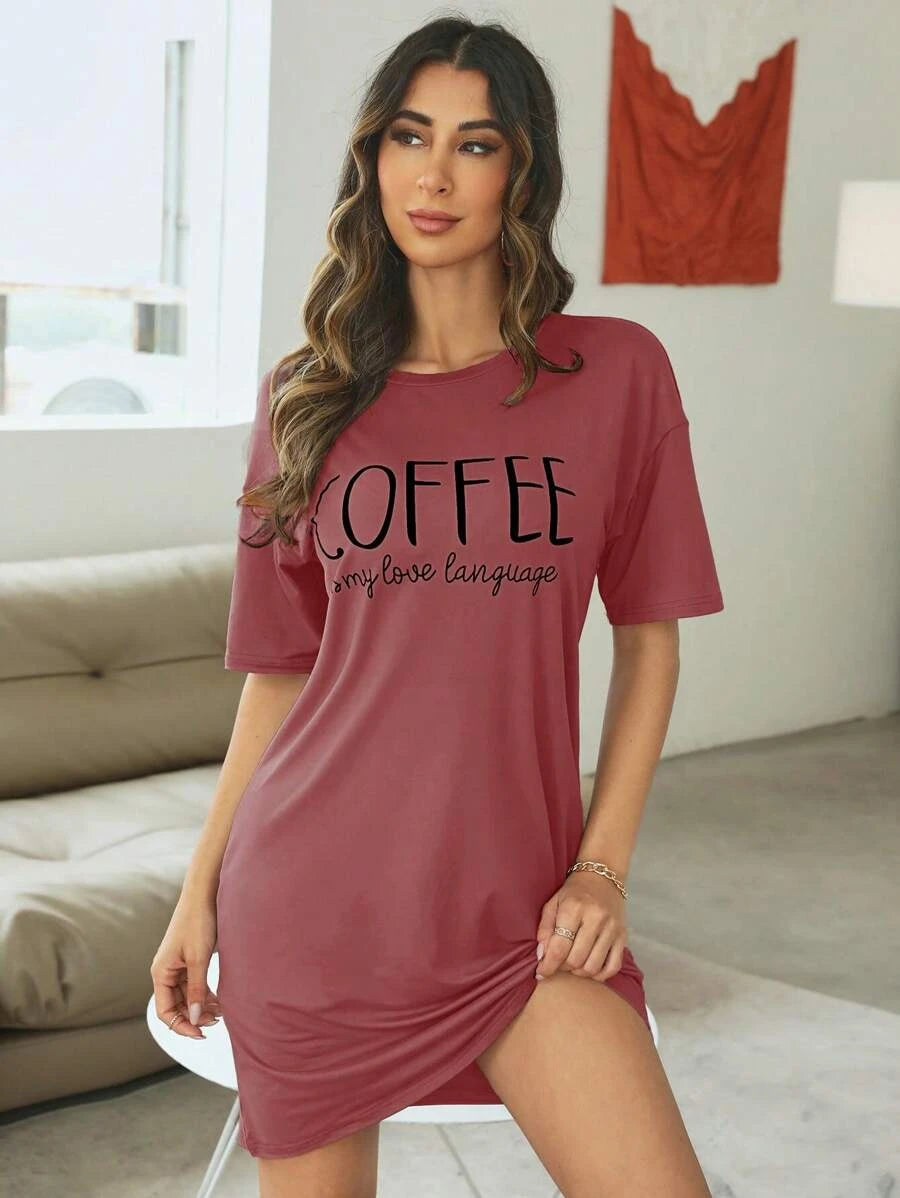 Slogan Graphic Drop Sleepshirt Nightdress