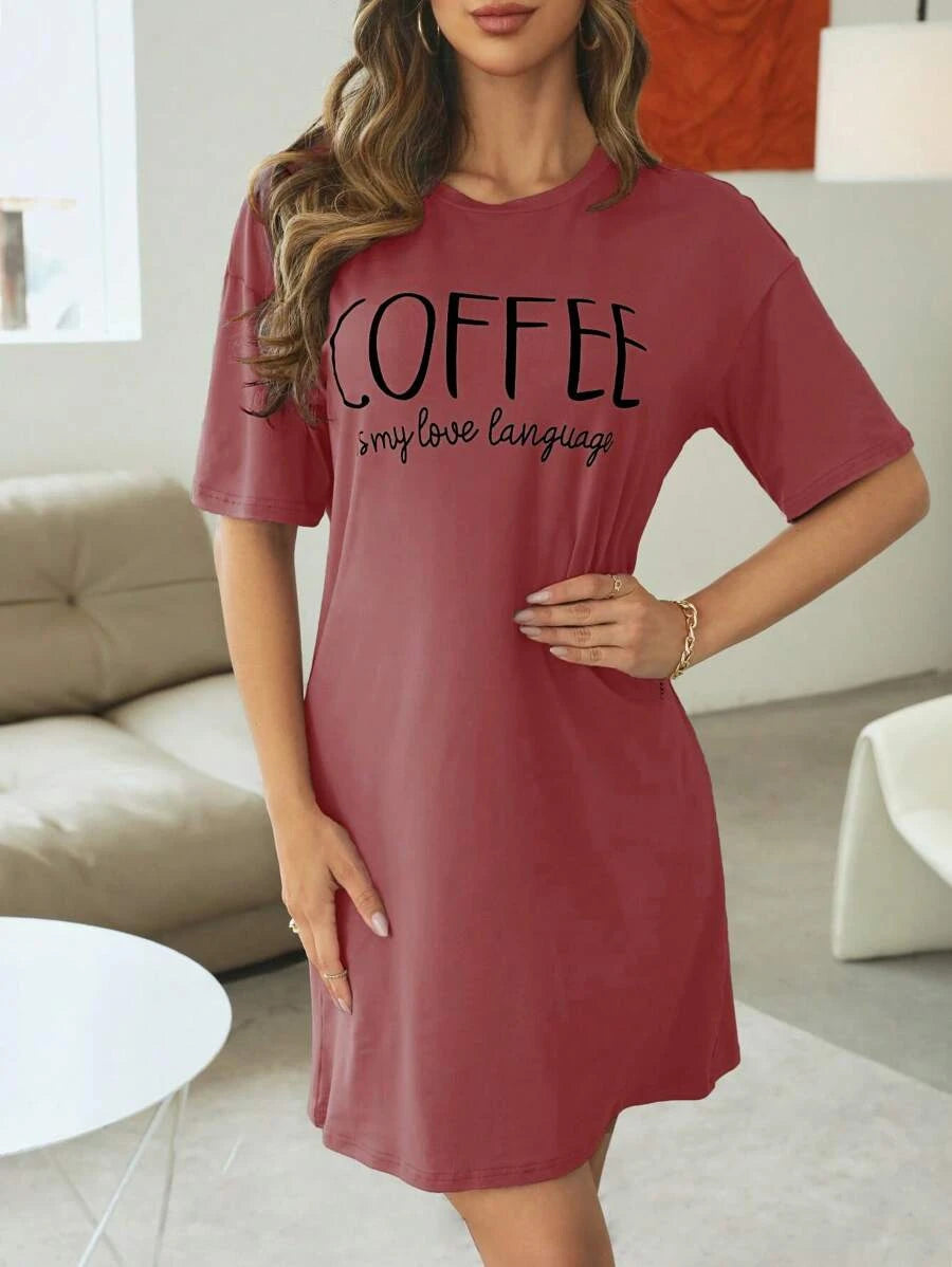 Slogan Graphic Drop Sleepshirt Nightdress