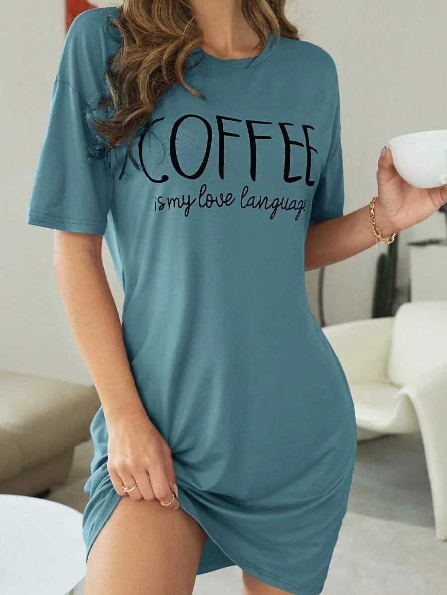 Slogan Graphic Drop Sleepshirt Nightdress