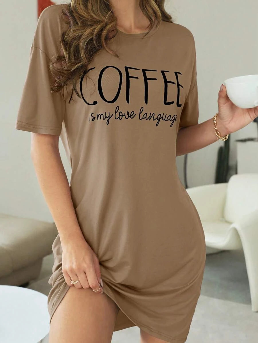 Slogan Graphic Drop Sleepshirt Nightdress