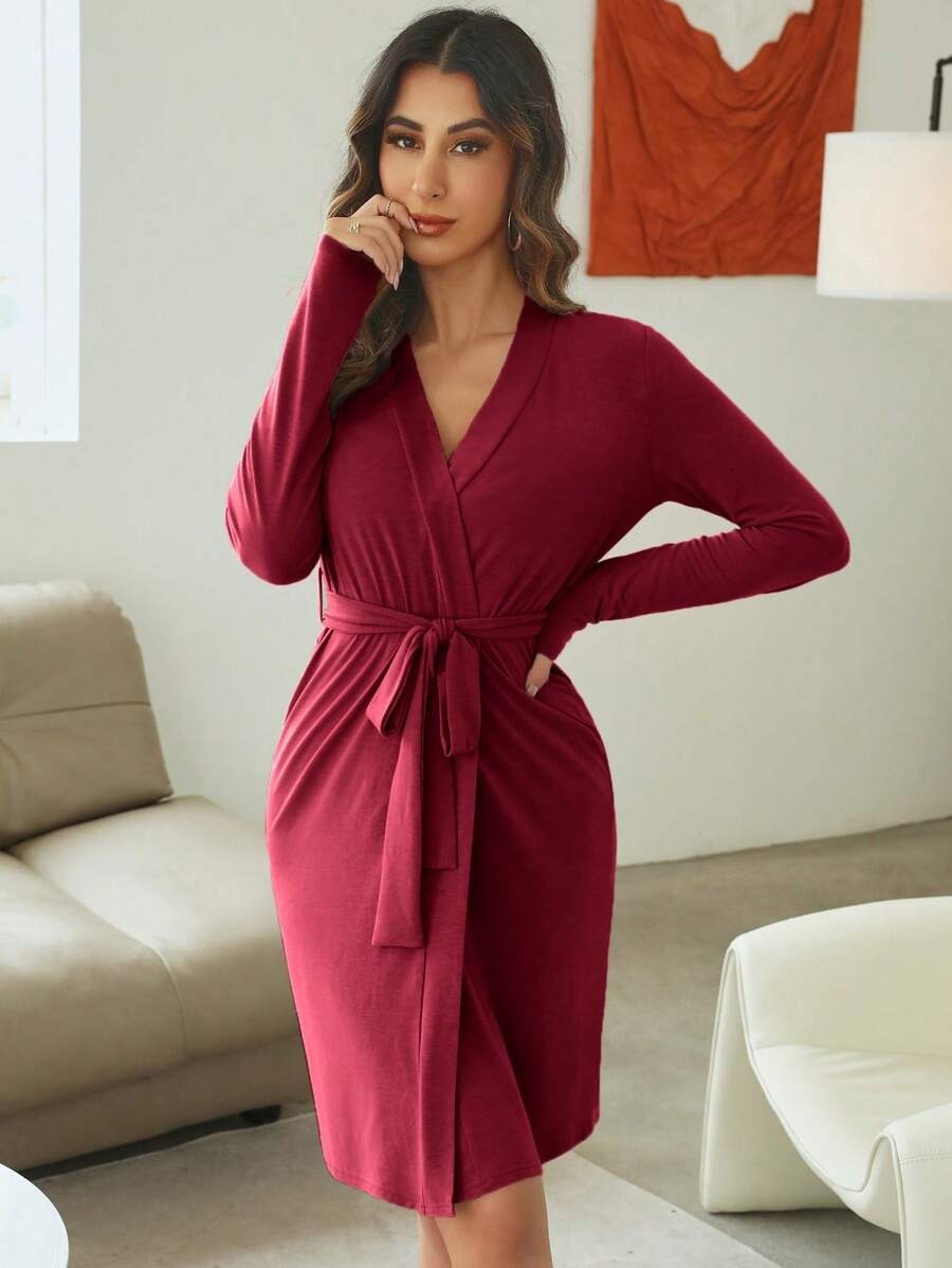 Solid Belted Lounge Robe