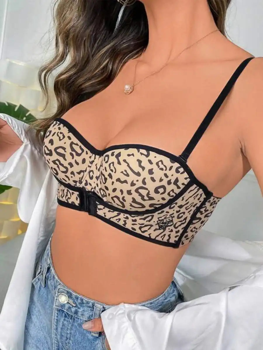 Leopard Print Front Close Underwire Bra