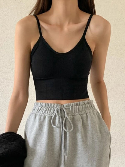 Solid Ribbed Knit Pattern Bralette