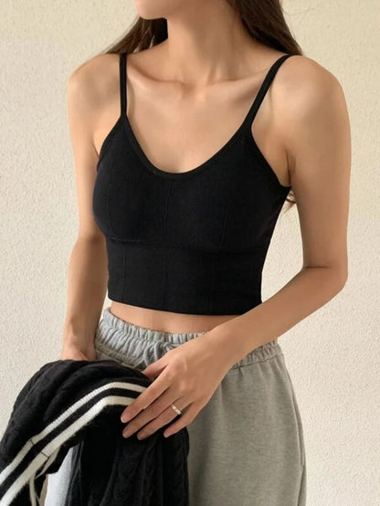 Solid Ribbed Knit Pattern Bralette