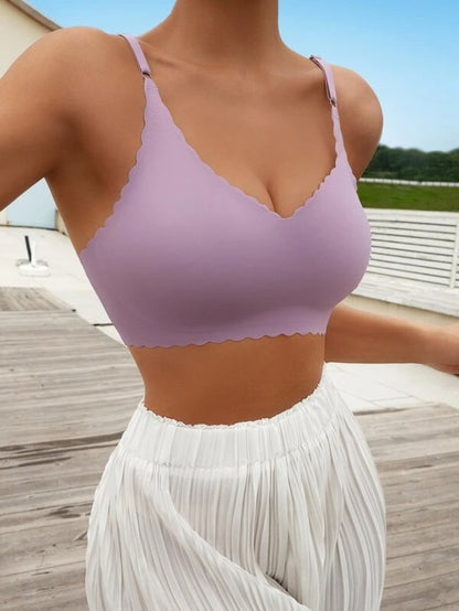 Solid Scallop Trim Bralette