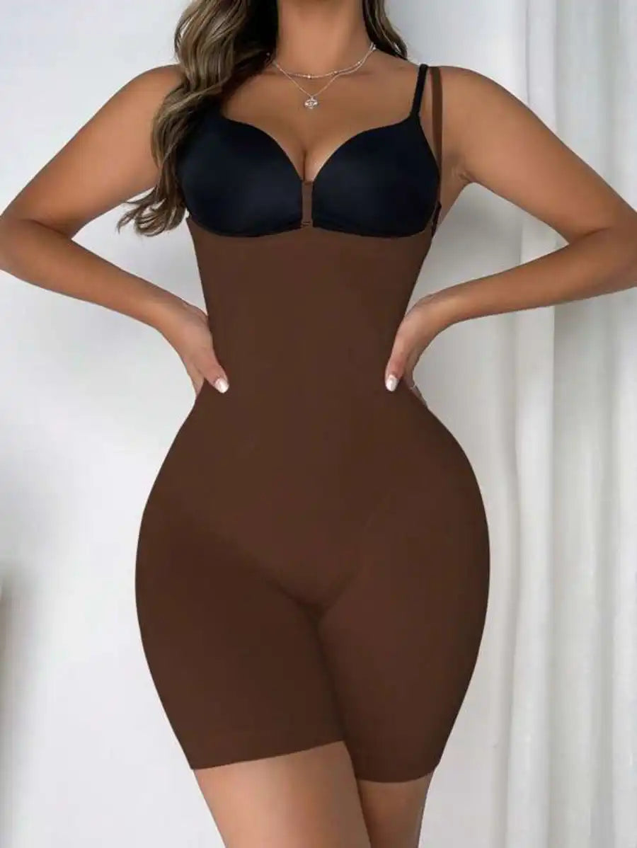 Solid Shapewear Bodysuit Brown