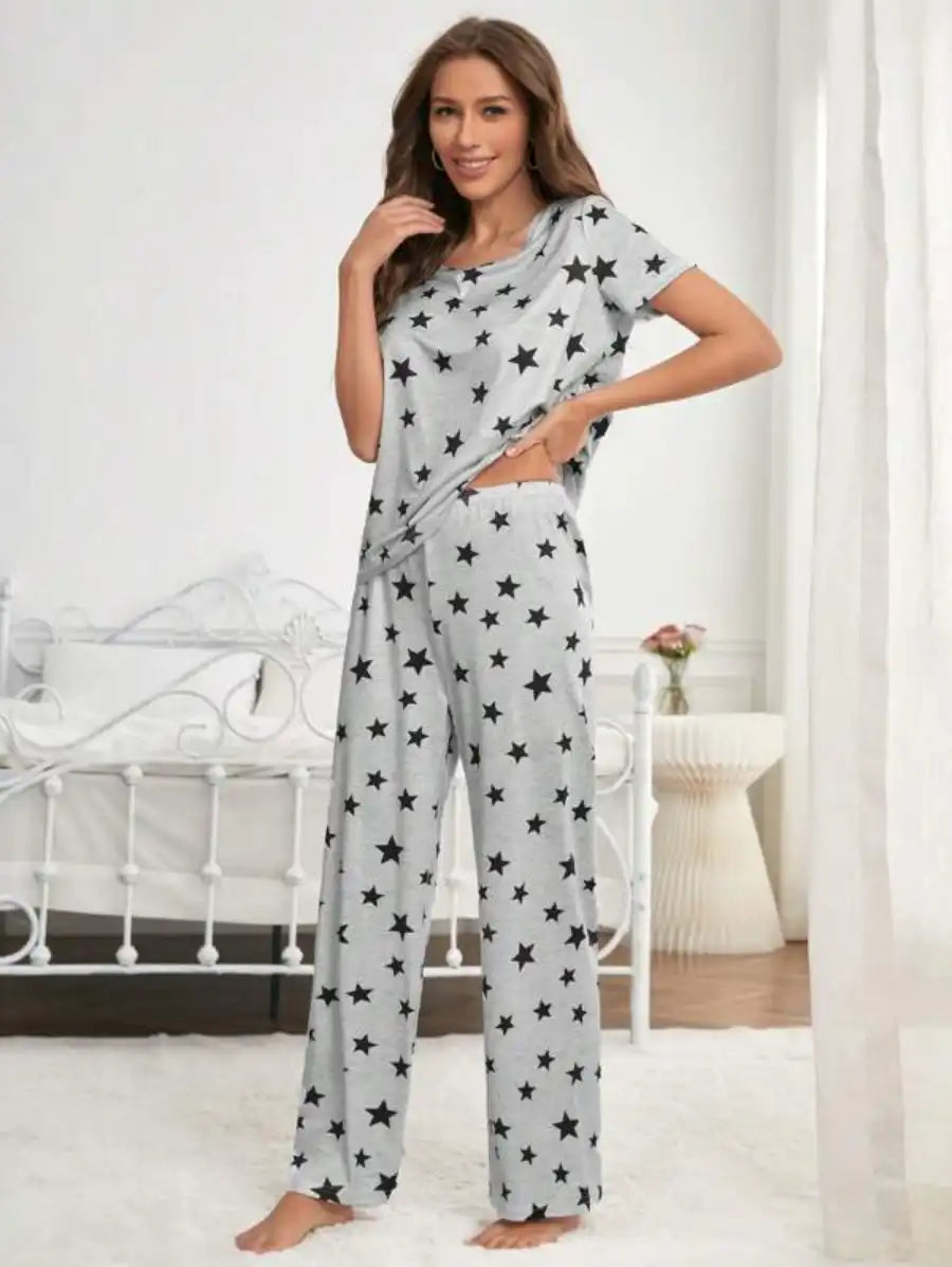 Star Printed Nightwear Pajama Set