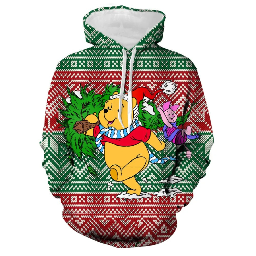 Winnie Cartoon Printed Christmas Hoodies Style 2