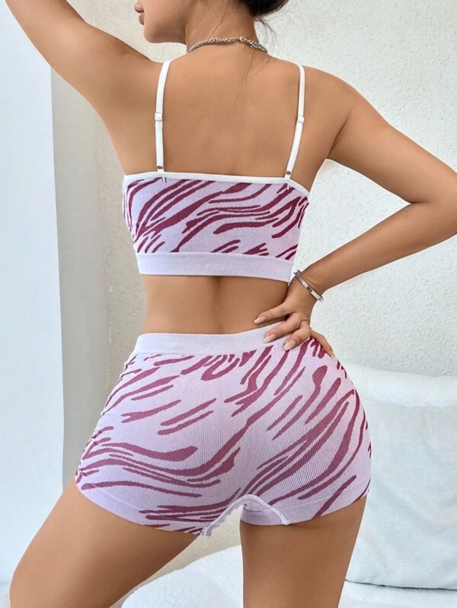 Zebra Striped Pattern Lingerie Set