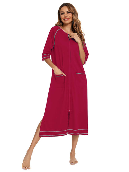 Zip Up Dress Coat Sleepwear