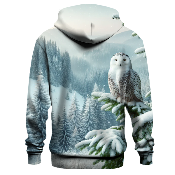 Snowy Owl in Evergreen Forest Hoodie