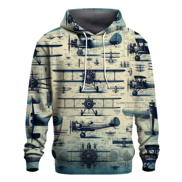 Vintage Aviation Blueprint Hoodie