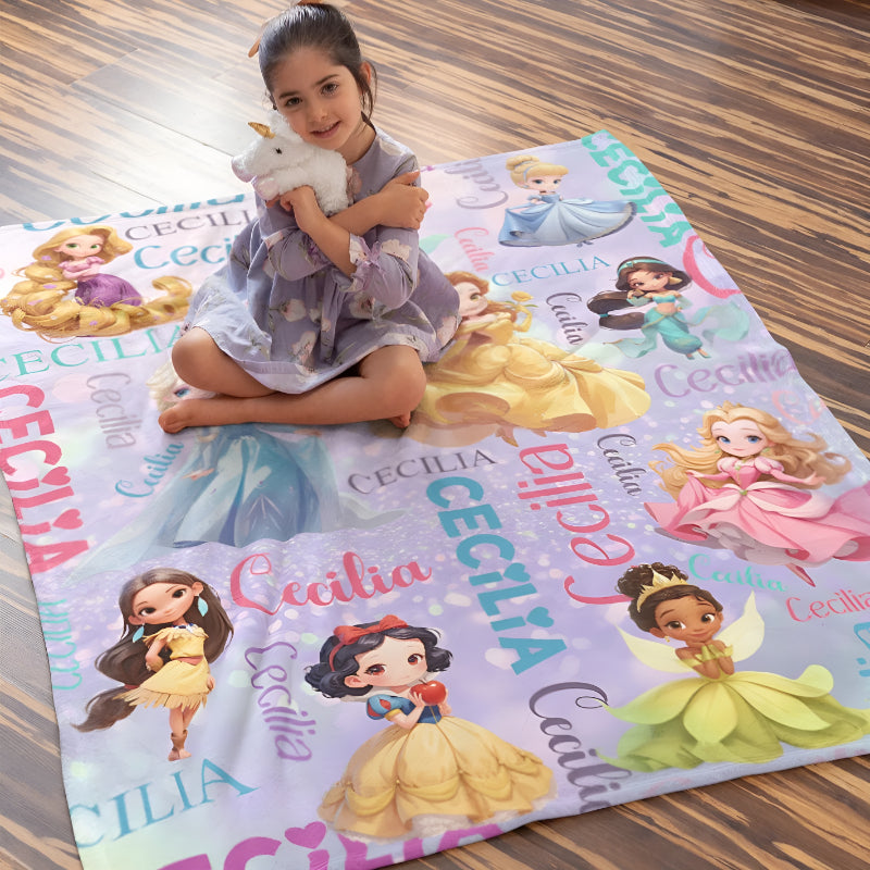 Personalized Princess Themed Fleece Blanket