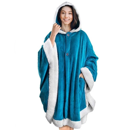 The Festive and Fun Fleece Oversized Blanket Hoodie Lake Blue