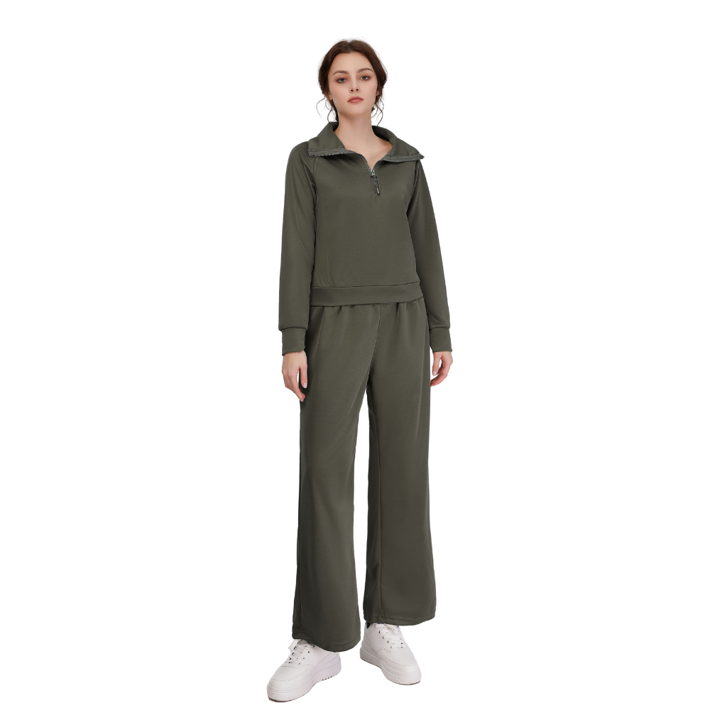 Solid Color Loungewear Set For Women Army Green