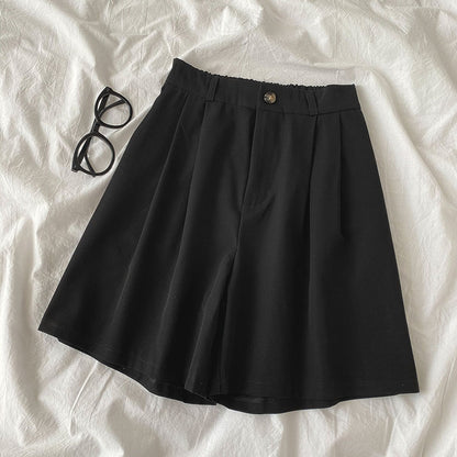 Korean Casual High Waist Loose Shorts Black