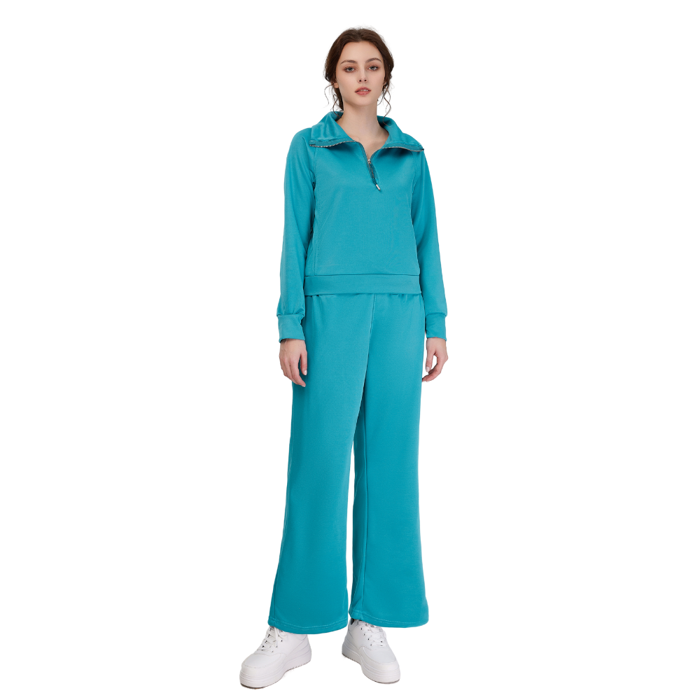 Solid Color Loungewear Set For Women Blue