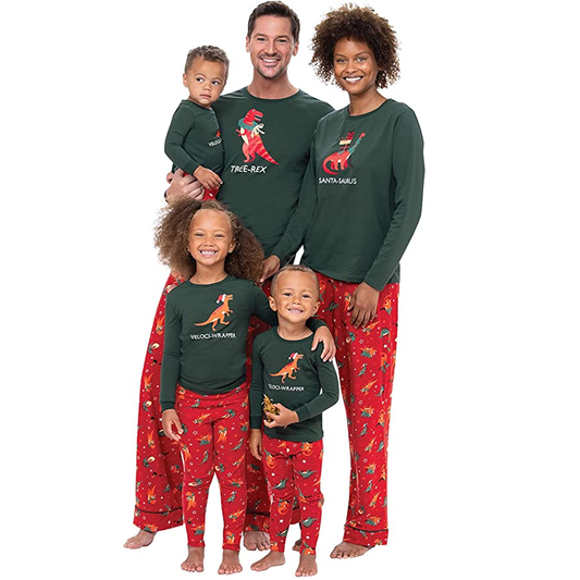 Family Christmas Dino Matching Set Green