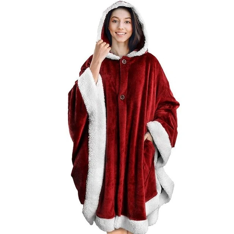 The Festive and Fun Fleece Oversized Blanket Hoodie Red