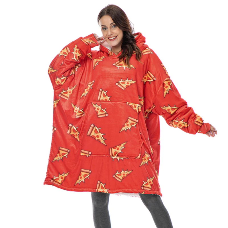 The Unique Food Pattern Blanket Hoodie Pizza