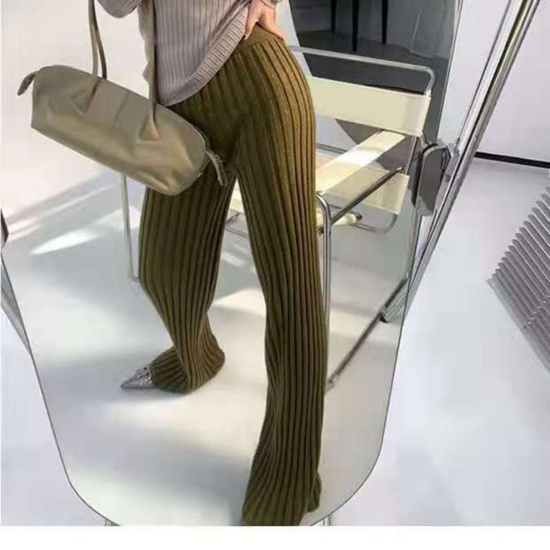 Knitted Wide-Leg High-Waist Pants