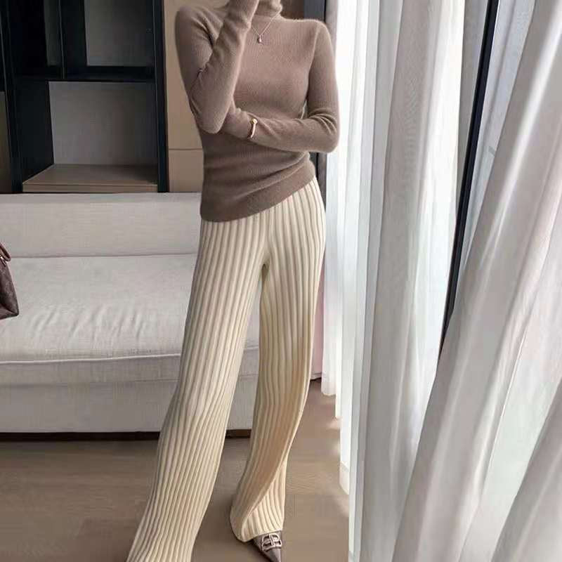 Knitted Wide-Leg High-Waist Pants