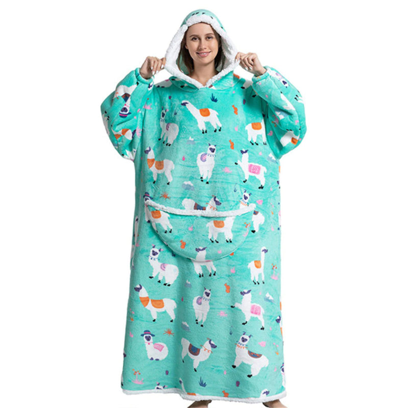 Oversized Printed Large Hoodie Wearable Blanket For Winter Sheep One Size