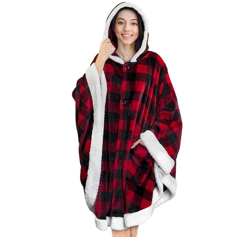 The Festive and Fun Fleece Oversized Blanket Hoodie Plaid